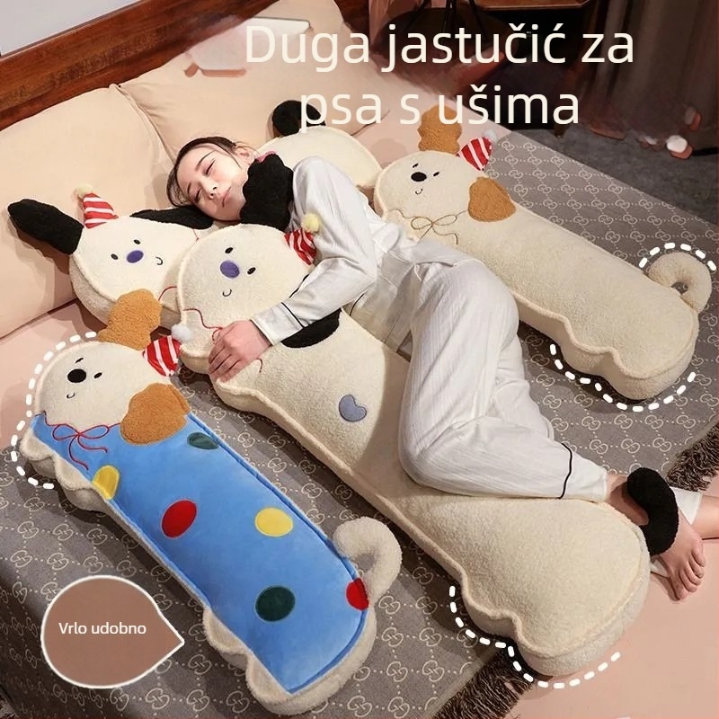 Duga jastučnica s točkastim psom za djevojčice, podrška za noge tijekom bočnog spavanja i lumbalna podrška, navlaka od tkanine, PP pamukovo punjenje