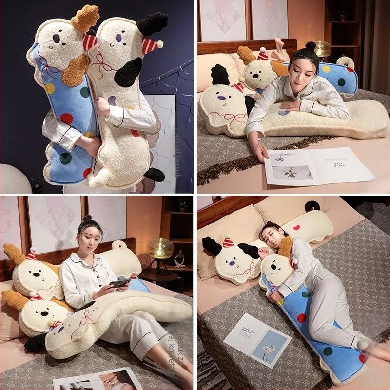 Duga jastučnica s točkastim psom za djevojčice, podrška za noge tijekom bočnog spavanja i lumbalna podrška, navlaka od tkanine, PP pamukovo punjenje