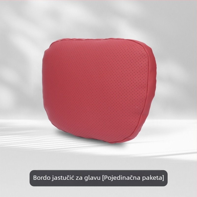 Auto jastuk za glavu s podrškom vrata i lumbalne podrške, univerzalno pristajanje, navlaka od umjetne kože, Dupont pamučno punjenje