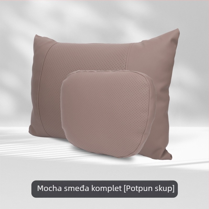 Auto jastuk za glavu s podrškom vrata i lumbalne podrške, univerzalno pristajanje, navlaka od umjetne kože, Dupont pamučno punjenje