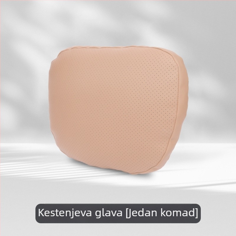 Auto jastuk za glavu s podrškom vrata i lumbalne podrške, univerzalno pristajanje, navlaka od umjetne kože, Dupont pamučno punjenje