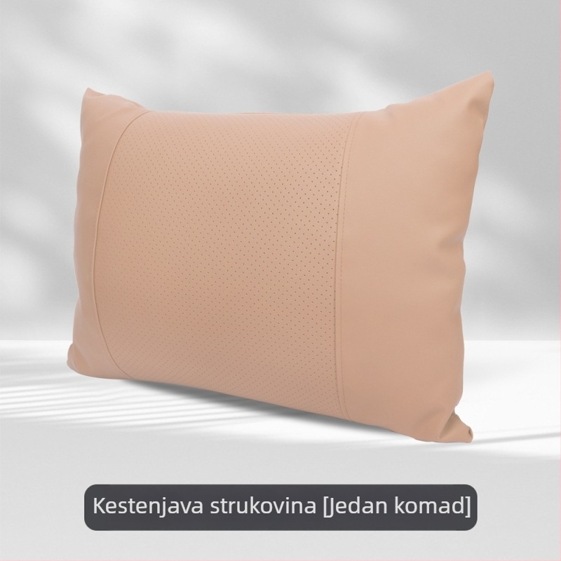 Auto jastuk za glavu s podrškom vrata i lumbalne podrške, univerzalno pristajanje, navlaka od umjetne kože, Dupont pamučno punjenje