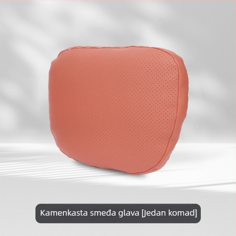 Auto jastuk za glavu s podrškom vrata i lumbalne podrške, univerzalno pristajanje, navlaka od umjetne kože, Dupont pamučno punjenje