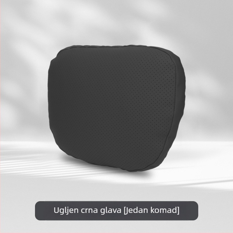 Auto jastuk za glavu s podrškom vrata i lumbalne podrške, univerzalno pristajanje, navlaka od umjetne kože, Dupont pamučno punjenje