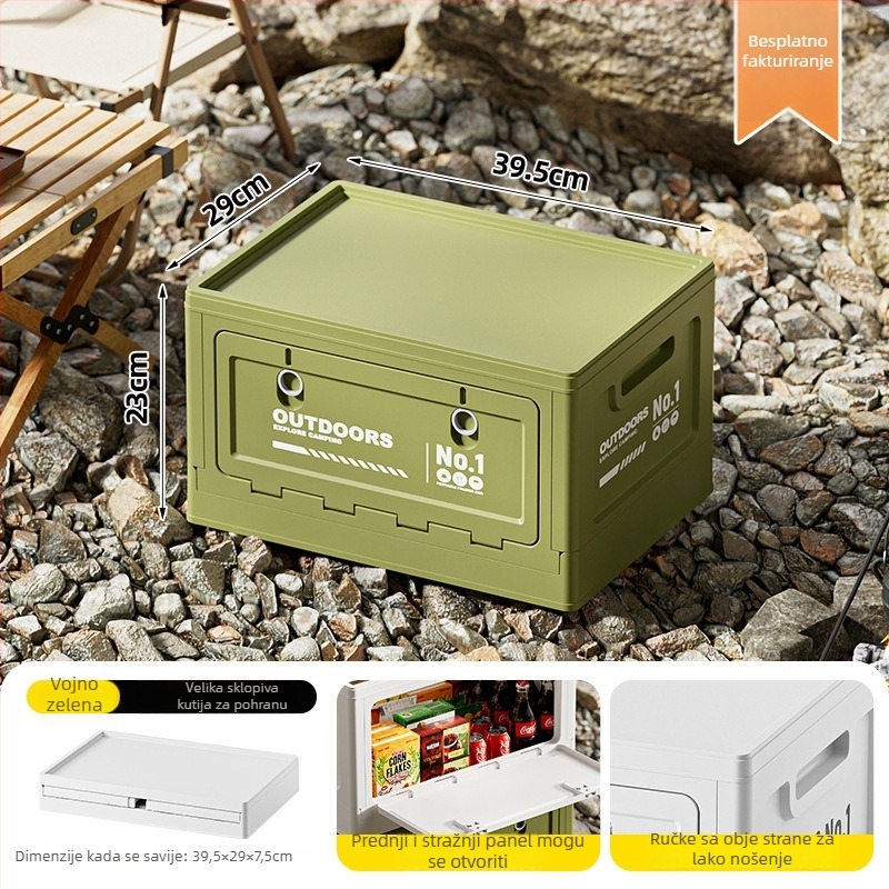 Sklopiva kutija za pohranu s dvostrukim vratima za auto, 20–30 L, plastika (PP)