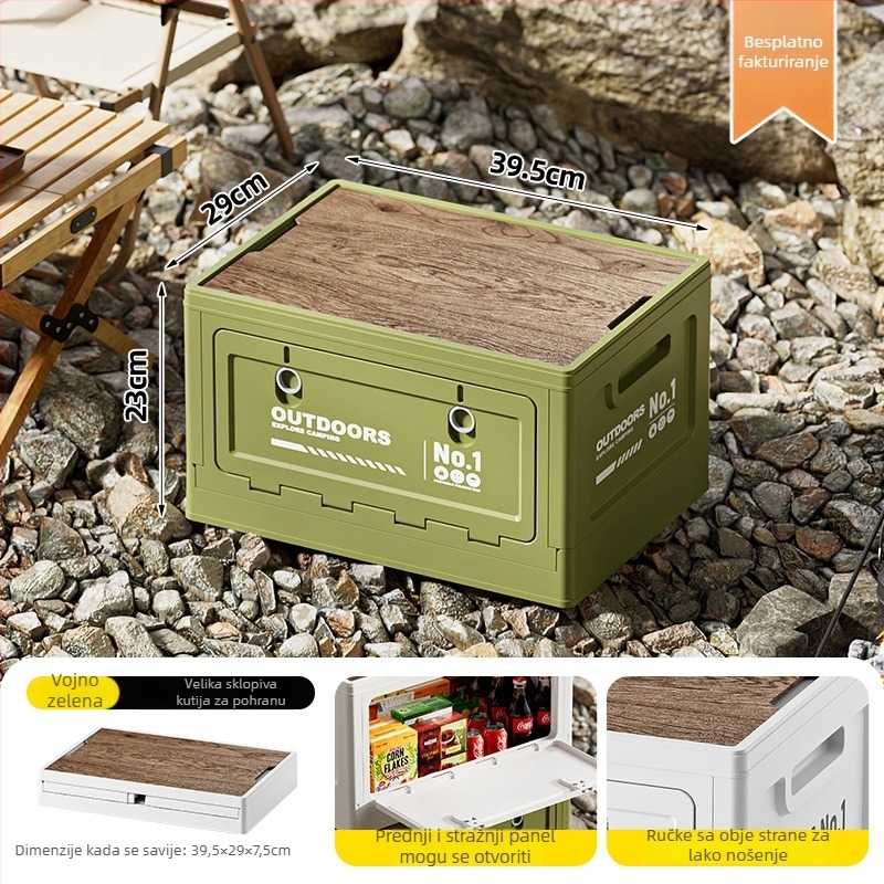 Sklopiva kutija za pohranu s dvostrukim vratima za auto, 20–30 L, plastika (PP)