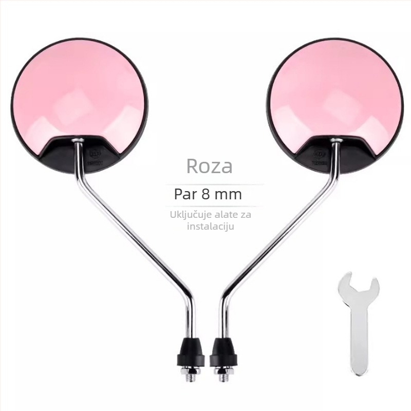 HD retrovizor za električna vozila – kratka osovina, kružno konveksno ogledalo, 180° podešavanje, montaža s dvostrukim 8 mm otvorima