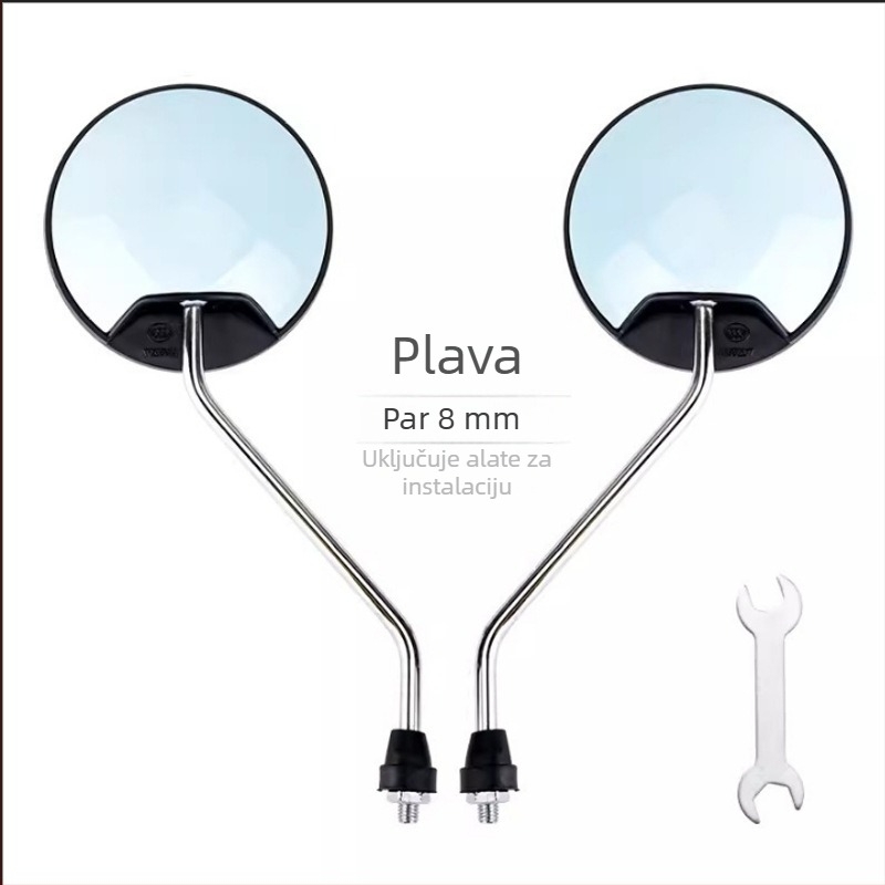 HD retrovizor za električna vozila – kratka osovina, kružno konveksno ogledalo, 180° podešavanje, montaža s dvostrukim 8 mm otvorima