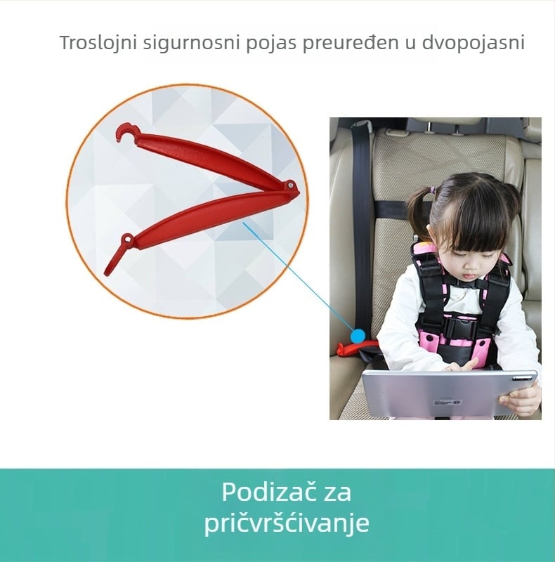 Višenamjenska putna sigurnosna vesta s odvojivim pojasom, poliester, 0,95 kg, pogodna za 10-36 kg