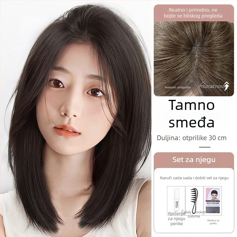 Perika za žene — potpuno pokrivanje glave, prirodan izgled, bob frizura, ručno tkano, vlakna otporna na toplinu