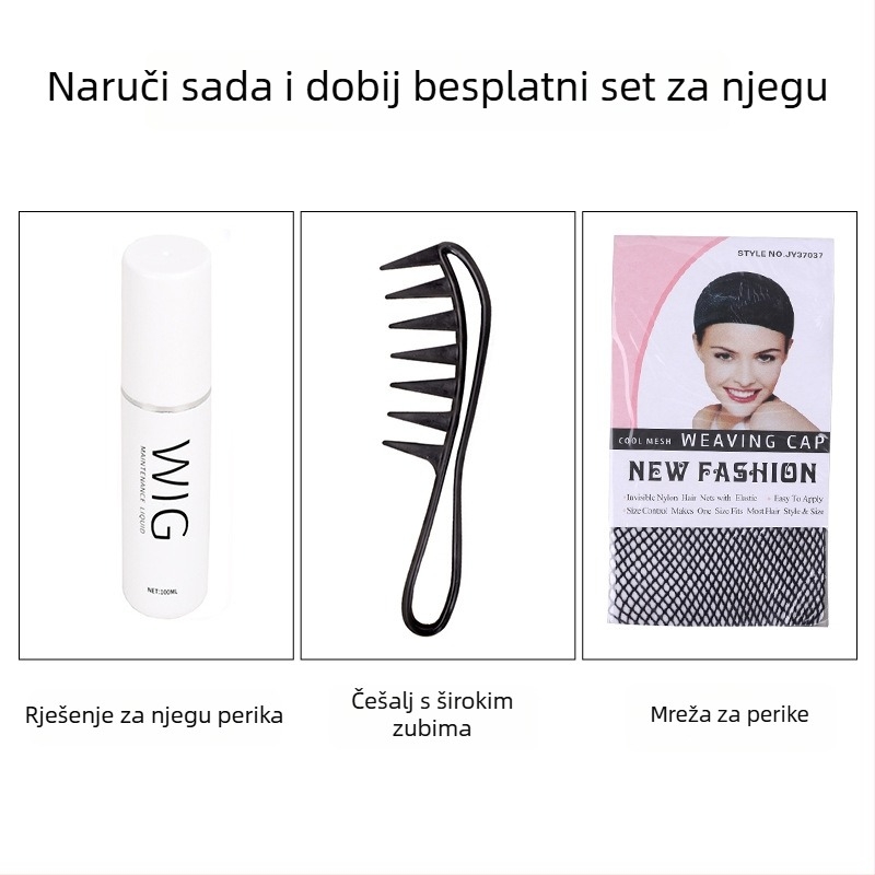 Ženska perika s prirodnim mladenačkim izgledom, dvostruke repove, klips s tigrovimi ustima, rimske kovrče, Lolita stil