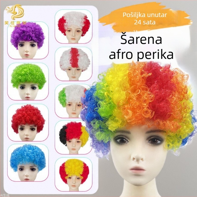Cosplay perika, afro stil, kratka kosa, vlakno otporno na visoku temperaturu, mehanizam proizvodnje, model 121205