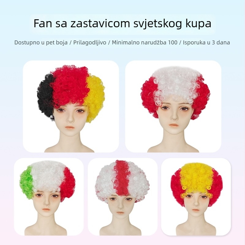 Cosplay perika, afro stil, kratka kosa, vlakno otporno na visoku temperaturu, mehanizam proizvodnje, model 121205