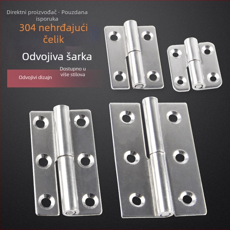 Odvojiva šarka od 304 nehrđajućeg čelika za ormariće, vrata i prozore • brušena završna obrada