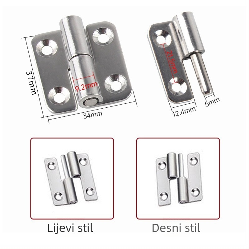 Odvojiva šarka od 304 nehrđajućeg čelika za ormariće, vrata i prozore • brušena završna obrada