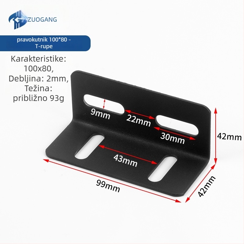 L-oblika kutni spojnik za krevet, 90° kut, ojačan, prilagodljiv, pogodan za kauč-krevet i okvir s lamelama