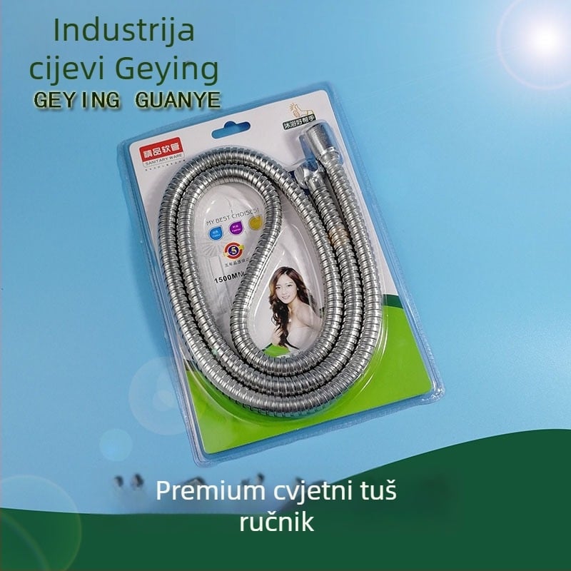 Tuš crijevo od nehrđajućeg čelika s bakrenim jezgrom, model Geying 0024, nazivni tlak 1.0 MPa, radna temperatura 0-90°C