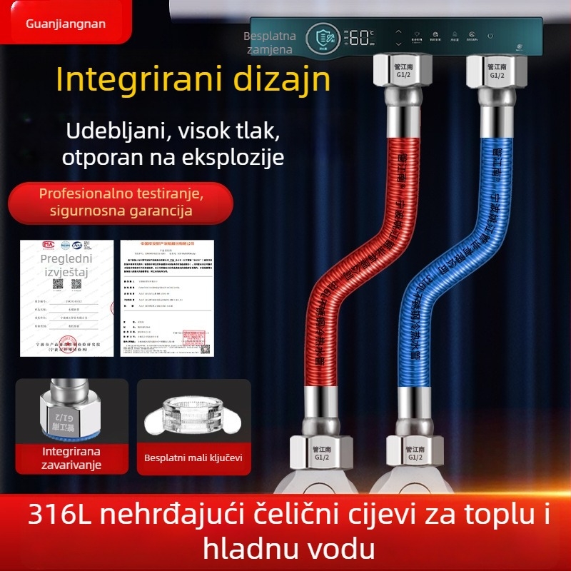 316L nehrđajući čelik gofrirana cijev za vodovod — ulaz za bojler, topla i hladna voda, temperaturni raspon -20 do 150 °C