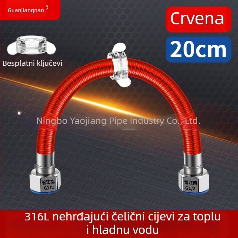 316L nehrđajući čelik gofrirana cijev za vodovod — ulaz za bojler, topla i hladna voda, temperaturni raspon -20 do 150 °C