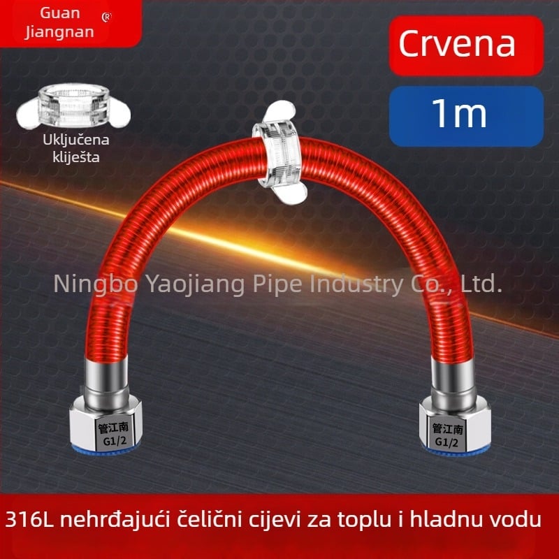 316L nehrđajući čelik gofrirana cijev za vodovod — ulaz za bojler, topla i hladna voda, temperaturni raspon -20 do 150 °C
