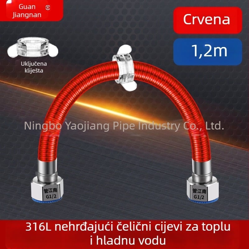 316L nehrđajući čelik gofrirana cijev za vodovod — ulaz za bojler, topla i hladna voda, temperaturni raspon -20 do 150 °C