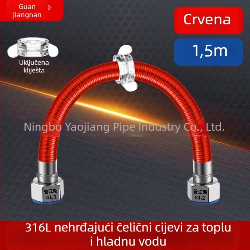 316L nehrđajući čelik gofrirana cijev za vodovod — ulaz za bojler, topla i hladna voda, temperaturni raspon -20 do 150 °C