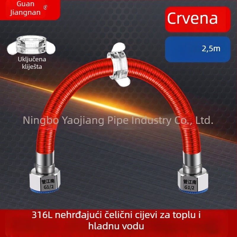 316L nehrđajući čelik gofrirana cijev za vodovod — ulaz za bojler, topla i hladna voda, temperaturni raspon -20 do 150 °C