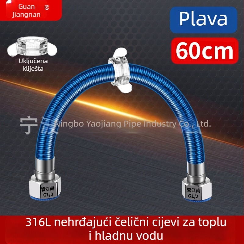 316L nehrđajući čelik gofrirana cijev za vodovod — ulaz za bojler, topla i hladna voda, temperaturni raspon -20 do 150 °C