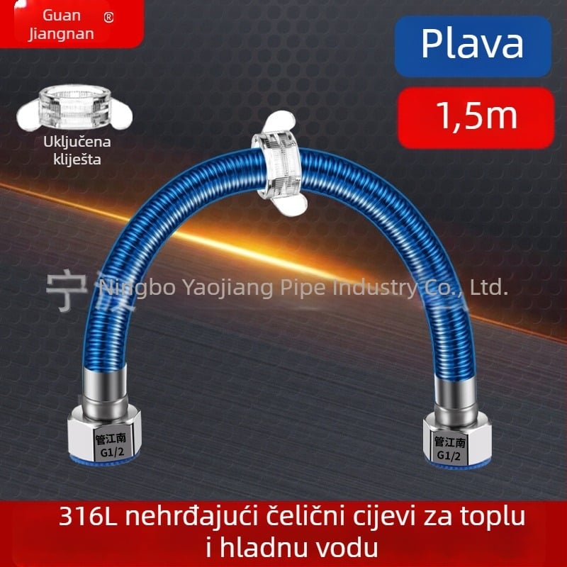 316L nehrđajući čelik gofrirana cijev za vodovod — ulaz za bojler, topla i hladna voda, temperaturni raspon -20 do 150 °C