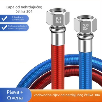 304 nehrđajući čelik gofrirani dovodni cijev za bojler, navojno spoj, nominalni tlak 1, radna temperatura 99°C