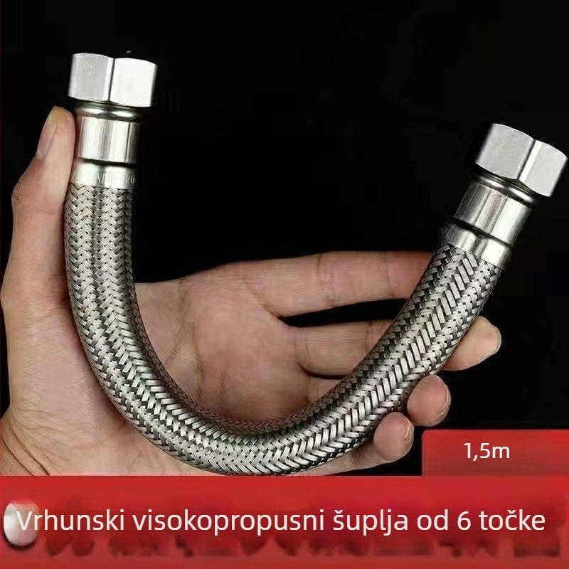 WC vodovodna cijev od 304 nehrđajućeg čelika, opletena – veliki protok, spiralno priključenje, 0–90°C