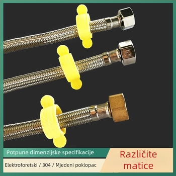 Pletena cijev od nehrđajućeg čelika za dovod vode (k bojleru, umivaoniku i ulazu za WC) (Model: Braided tube; Materijal: 304 nehrđajući čelik; Pritisak: 1,6 MPa; Temperatura: 100°C; Ugradnja: ručna)