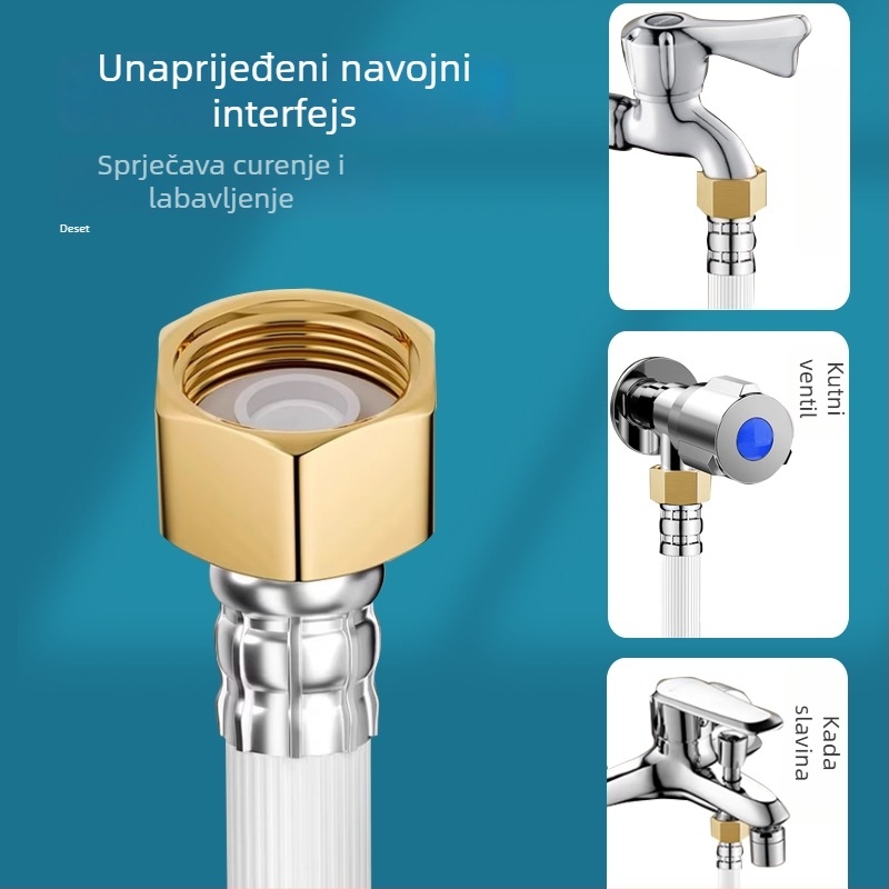Cijev za dovod vode za perilicu rublja, PVC, bakreni spoj, nominalni tlak 1.0, radna temperatura 0-90°C, okretni način montaže