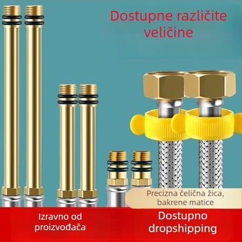 Nehrđajući čelični opleteni crijevo s bakrenom glavom za toplu i hladnu vodu, spoj na WC i bojler, 1/2 inča