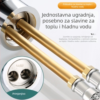 Nehrđajući čelični opleteni crijevo s bakrenom glavom za toplu i hladnu vodu, spoj na WC i bojler, 1/2 inča