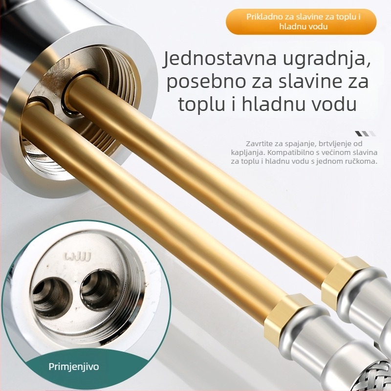 Nehrđajući čelični opleteni crijevo s bakrenom glavom za toplu i hladnu vodu, spoj na WC i bojler, 1/2 inča