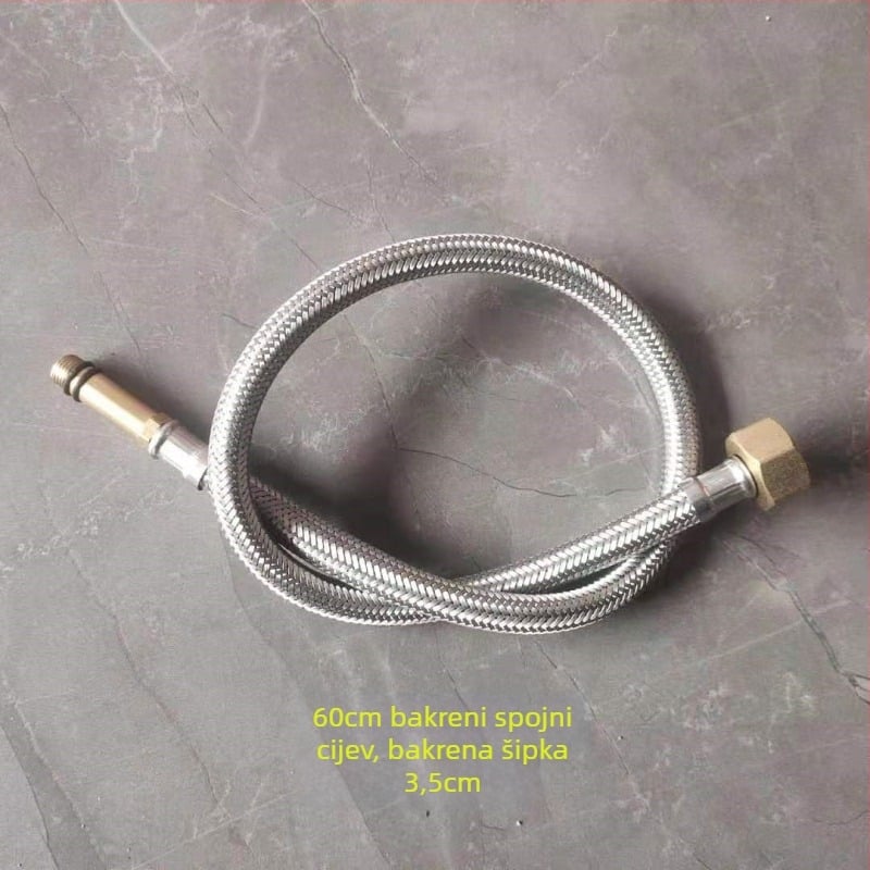 Nehrđajući čelični opleteni crijevo s bakrenom glavom za toplu i hladnu vodu, spoj na WC i bojler, 1/2 inča