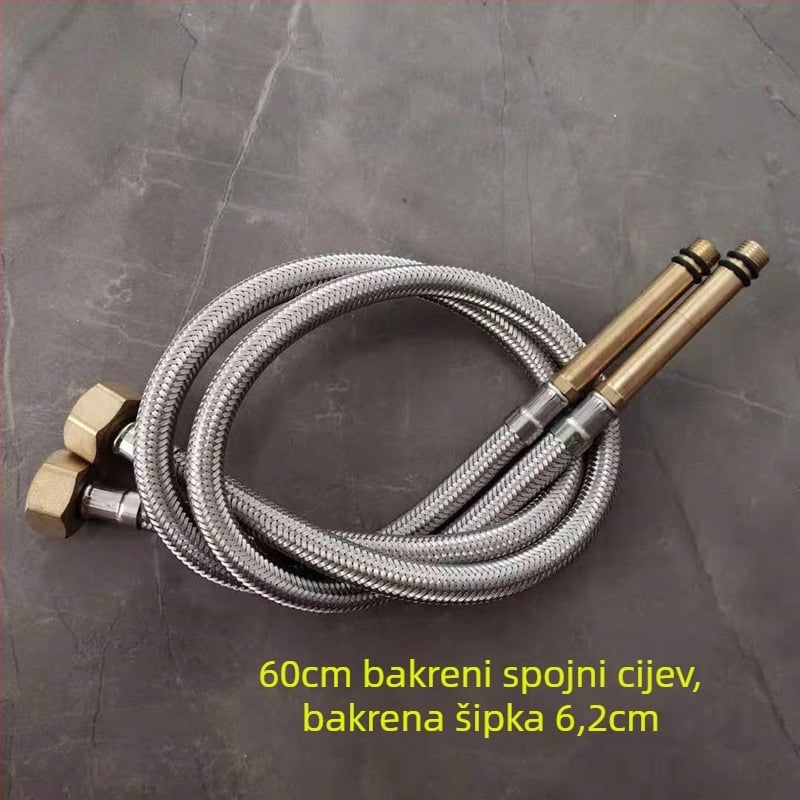 Nehrđajući čelični opleteni crijevo s bakrenom glavom za toplu i hladnu vodu, spoj na WC i bojler, 1/2 inča