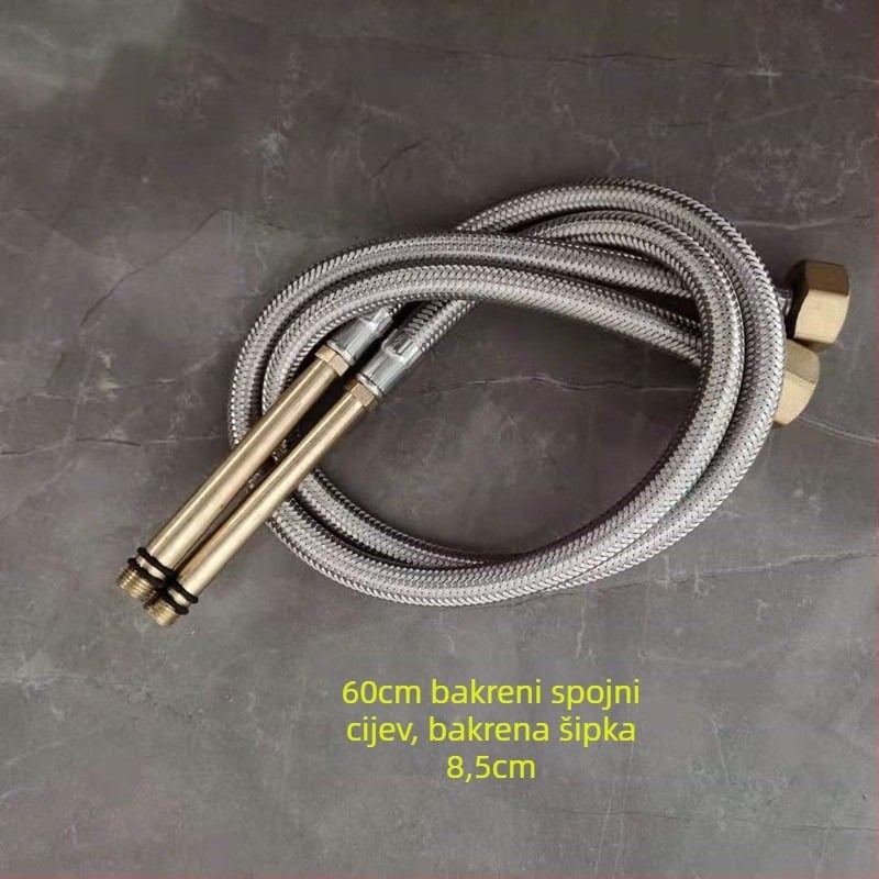 Nehrđajući čelični opleteni crijevo s bakrenom glavom za toplu i hladnu vodu, spoj na WC i bojler, 1/2 inča