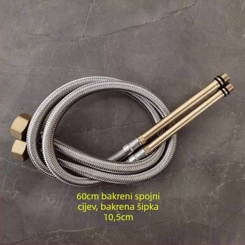 Nehrđajući čelični opleteni crijevo s bakrenom glavom za toplu i hladnu vodu, spoj na WC i bojler, 1/2 inča