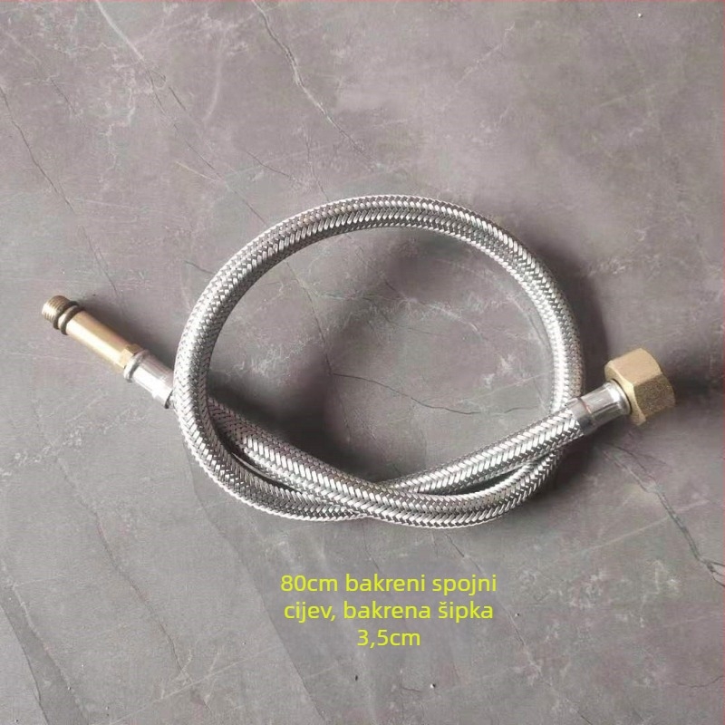 Nehrđajući čelični opleteni crijevo s bakrenom glavom za toplu i hladnu vodu, spoj na WC i bojler, 1/2 inča