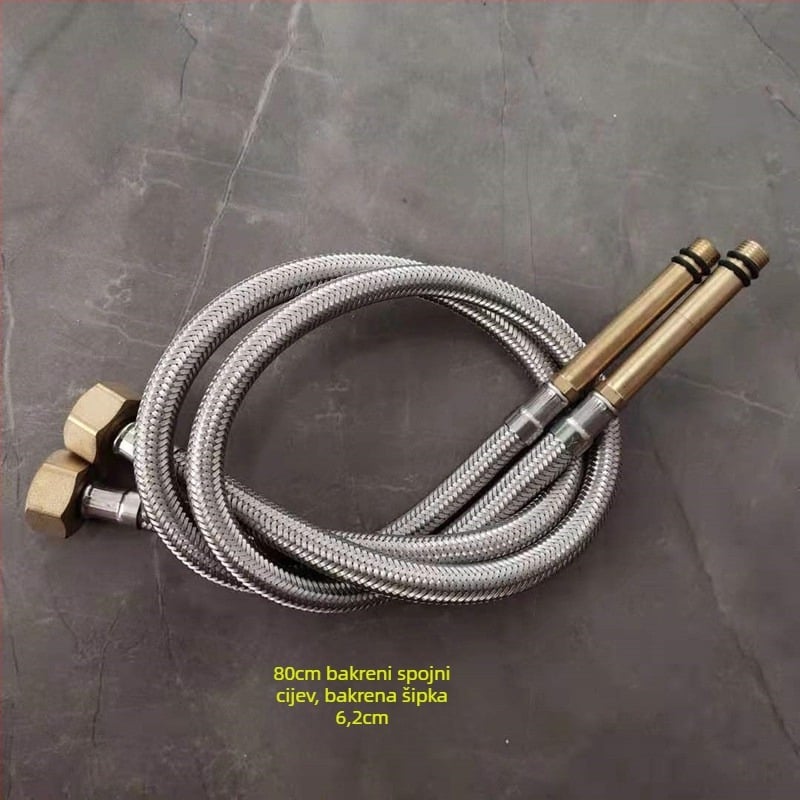Nehrđajući čelični opleteni crijevo s bakrenom glavom za toplu i hladnu vodu, spoj na WC i bojler, 1/2 inča