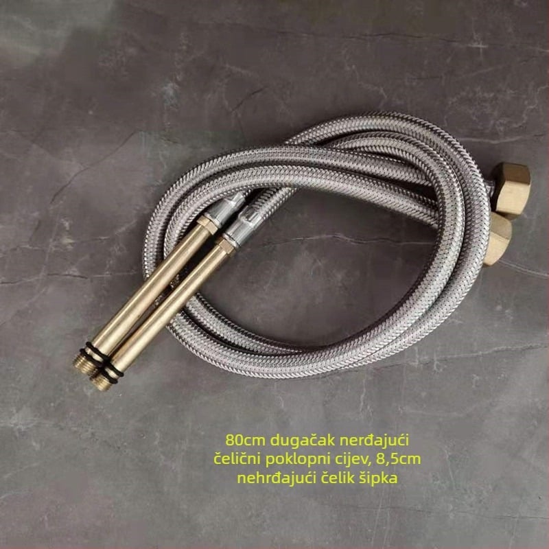 Nehrđajući čelični opleteni crijevo s bakrenom glavom za toplu i hladnu vodu, spoj na WC i bojler, 1/2 inča