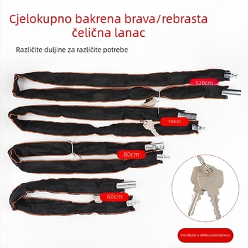 Zhiwei lančana brava, mangan čelik i bakar, za električna vozila, motocikle, bicikle i staklena vrata; težina 280-800