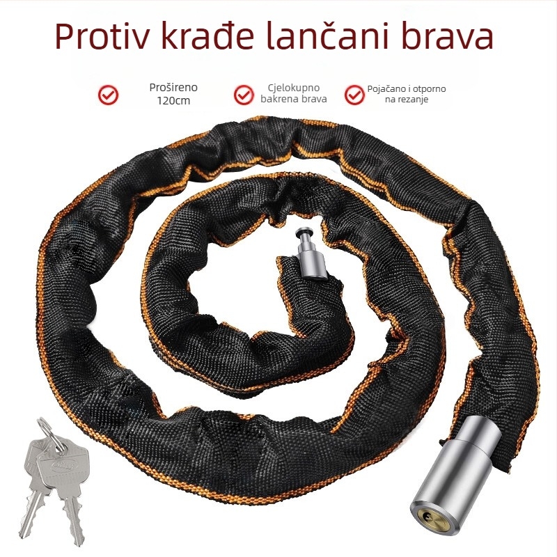 Zhiwei lančana brava, mangan čelik i bakar, za električna vozila, motocikle, bicikle i staklena vrata; težina 280-800