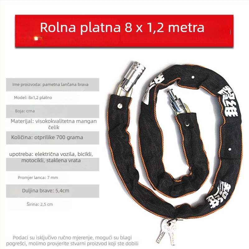 Zhiwei lančana brava, mangan čelik i bakar, za električna vozila, motocikle, bicikle i staklena vrata; težina 280-800