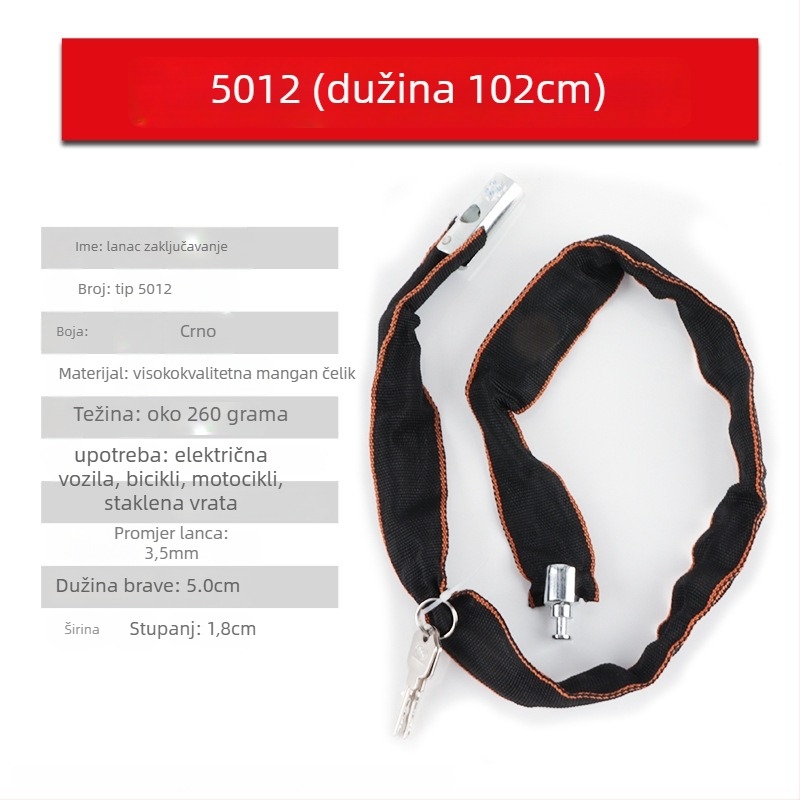 Zhiwei lančana brava, mangan čelik i bakar, za električna vozila, motocikle, bicikle i staklena vrata; težina 280-800