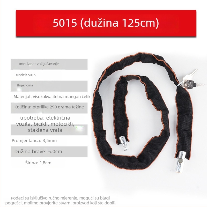 Zhiwei lančana brava, mangan čelik i bakar, za električna vozila, motocikle, bicikle i staklena vrata; težina 280-800