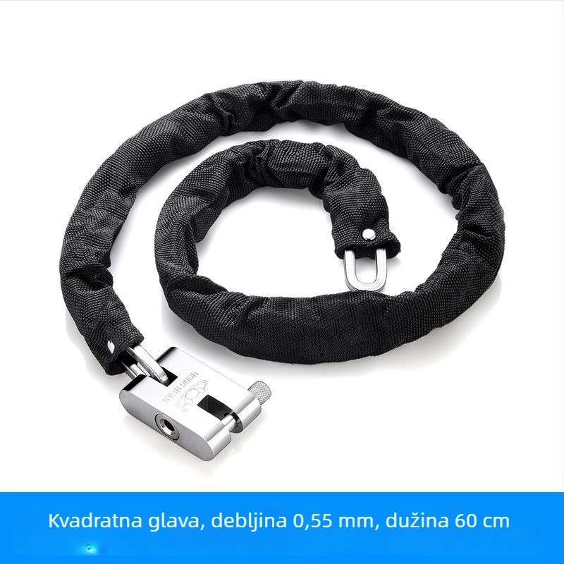 Lančano zaključavanje s zaštitom od krađe i rezanja, od čelika, model 698573, Guangzhou Jingli, namijenjeno triciklima, biciklima, motociklima i električnim vozilima, moderni minimalistički dizajn.