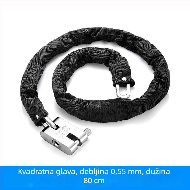 Lančano zaključavanje s zaštitom od krađe i rezanja, od čelika, model 698573, Guangzhou Jingli, namijenjeno triciklima, biciklima, motociklima i električnim vozilima, moderni minimalistički dizajn.